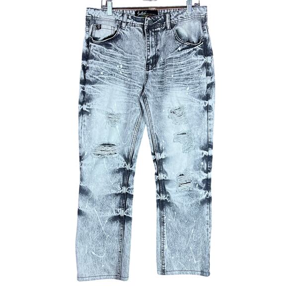 Switch Remarkable Mens Jeans Gray Slim Straight Distressed Y2K 34x34 (33x27) - Picture 1 of 10